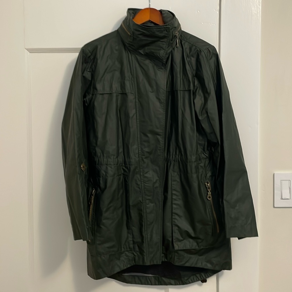 Deep Green Waxed Anorak/Jacket Sz Medium with packable hood